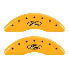 MGP 4 Caliper Covers Engraved Front & Rear Oval logo/Ford Yellow finish black ch