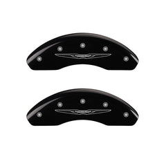 MGP 4 Caliper Covers Engraved Front & Rear Style 2/Chrysler Wing Black finish silver ch