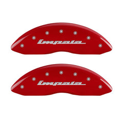 MGP 4 Caliper Covers Engraved Front & Rear Impala Red finish silver ch