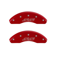 MGP 4 Caliper Covers Engraved Front & Rear Impala style/SS Red finish silver ch