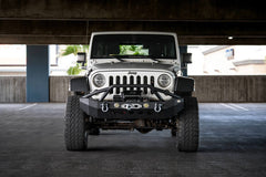 DV8 Offroad 07-18 Jeep Wrangler JK/JL FS-8 Mid Length Steel Front Bumper w/ LED Lights