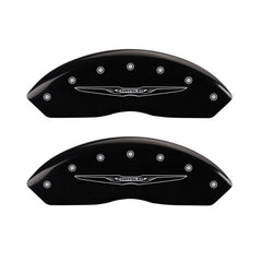 MGP 4 Caliper Covers Engraved Front & Rear Style 2/Chrysler Wing Black finish silver ch