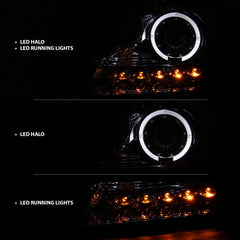 ANZO 2004-2008 Ford F-150 Projector Headlights w/ Halo and LED Chrome