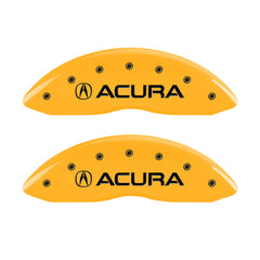 MGP 4 Caliper Covers Engraved Front & Rear Acura Yellow Finish Black Char 2016 Acura RDX