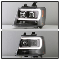 Spyder 07-14 Chevy Suburban/1500/2500/Tahoe V2 Projector Headlights All Blk PRO-YD-CSUB07V2-DRL-BKV2