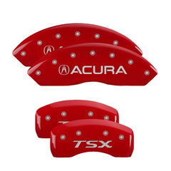 MGP 4 Caliper Covers Engraved Front Acura Engraved Rear TSX Red finish silver ch