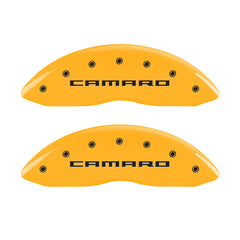 MGP 4 Caliper Covers Engraved Front Gen 5/Camaro Engraved Rear Gen 5/SS Yellow finish black ch
