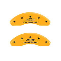 MGP 4 Caliper Covers Engraved F & R Chevy Racing Yellow Finish Black Char 2019 Chevrolet Malibu