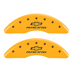 MGP 4 Caliper Covers Engraved F & R Chevy Racing Yellow Finish Black Char 2016 Chevrolet Camaro