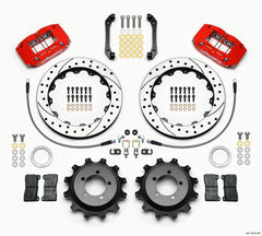 Wilwood Dynapro Radial Rear Kit 12.88in Drilled Red 2006-2007 Subaru WRX w/Lines