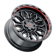 Weld Off-Road W140 20X12 Flare 6X135 6X139.7 ET-44 BS4.75 Gloss Black MIL Red 106.1
