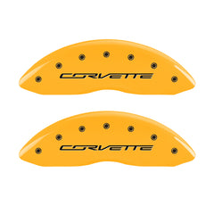MGP 4 Caliper Covers Engraved Front & Rear C7/Corvette Yellow finish black ch