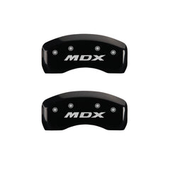 MGP 4 Caliper Covers Engraved Front Acura Engraved Rear MDX Black finish silver ch