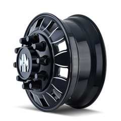 Mayhem 8180 BigRig 22.5x8.25/10x285.75 BP/169mm Offset/220.1mm Hub Front Black w/Milled Spokes Wheel