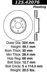 Stoptech 6/02-08 350z/ 8/02-04 G35 w/ Brembo Front CRYO-STOP Rotors