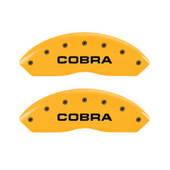 MGP 4 Caliper Covers Engraved Front Cobra Rear Snake Yellow Finish Black Char 2003 Ford Mustang