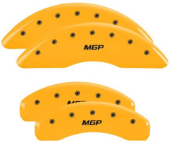 MGP 4 Caliper Covers Engraved Front & Rear 2019+ Ram 1500 Yellow Finish Silver MGP Logo