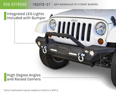 DV8 Offroad 07-18 Jeep Wrangler JK/JL FS-7 Mid Length Steel Front Bumper w/ LED Lights