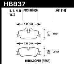Hawk 14-19 Mini Cooper Blue 9012 Rear Motorsports Brake Pads