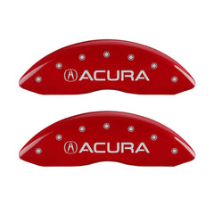 MGP 4 Caliper Covers Engraved Front & Rear Acura Red Finish Silver Char 2017 Acura RDX