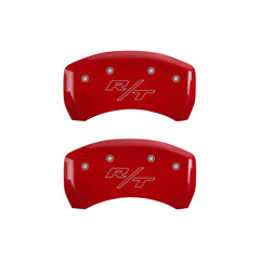 MGP 4 Caliper Covers Engraved Front Cursive/Challenger Engraved Rear RT Yellow finish black ch