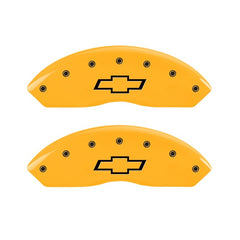 MGP 2 Caliper Covers Engraved Front Bowtie Yellow Finish Black Char 1997 Chevrolet C3500