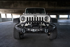 DV8 Offroad 07-18 Jeep Wrangler JK/JL FS-8 Mid Length Steel Front Bumper w/ LED Lights