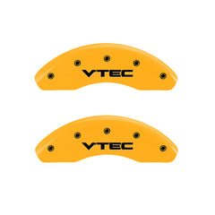 MGP 4 Caliper Covers Engraved Front & Rear Vtech Yellow Finish Black Char 2004 Acura RSX