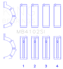 King Chrysler 226 3.7L (Size .026) Crankshaft Main Bearings (Set of 4)