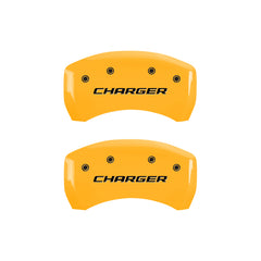 MGP 4 Caliper Covers Engraved Front & Rear Block/Charger Yellow Finish Black Char 2006 Dodge Charger