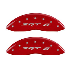 MGP 4 Caliper Covers Engraved Front & Rear SRT8 Red finish silver ch