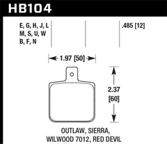 Hawk Sierra/Outlaw/Wilwood Blue 9012 Race Brake Pads