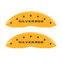 MGP 4 Caliper Covers Engraved Front & Rear Silverado Yellow finish black ch
