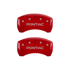 MGP 4 Caliper Covers Engraved Front & Rear 06-09 Pontiac Solstice Red Finish Silver Pontiac Logo