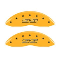 MGP 4 Caliper Covers Engraved Front & Rear Avalanche style/SS Yellow finish black ch