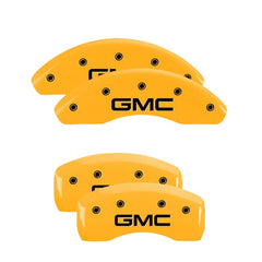 MGP 4 Caliper Covers Engraved Front & Rear Style 2/Chrysler Wing Yellow finish black ch