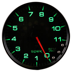 Autometer Spek-Pro Gauge Tachometer 5in 11K Rpm W/Shift Light & Peak Mem Black/Black