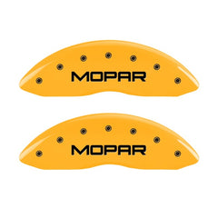 MGP Front set 2 Caliper Covers Engraved Front MOPAR Yellow finish black ch