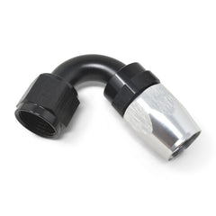 Russell Performance -10 AN Black/Silver 120 Degree Tight Radius Full Flow Swivel Hose End
