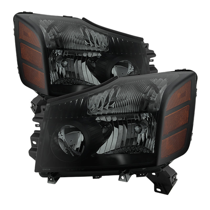 Xtune Nissan Titan 04-14 (04-07 OE Style ) OEM Amber Head Lights Set Black Smoked HD-JH-NTI04-AM-BSM