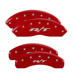 MGP 4 Caliper Covers Engraved Front & Rear Avalanche style/SS Red finish silver ch