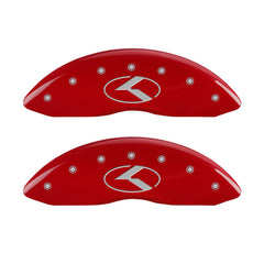 MGP 4 Caliper Covers Engraved Front & Rear Circle K/Kia Red finish silver ch