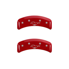 MGP 4 Caliper Covers Engraved Front Mustang Engraved Rear Pony Red finish silver ch