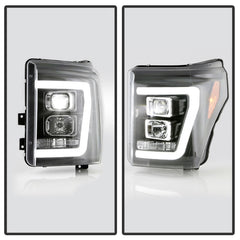 Spyder Ford F250/350/450 11-16 V2 High-Power LED Headlights-White Light Bar-Black PRO-YD-FS11V2PL-BK