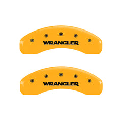 MGP 4 Caliper Covers Engraved Front & Rear Wrangler Yellow Finish Black Char 2003 Jeep Wrangler