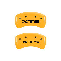 MGP 4 Caliper Covers Engraved Front Cadillac Engraved Rear XTS Yellow finish black ch
