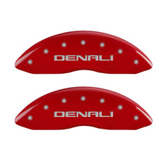 MGP 4 Caliper Covers Engraved Front & Rear Denali Red Finish Silver Char 2018 GMC Canyon