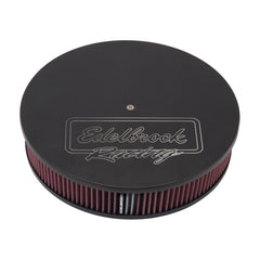 Edelbrock Air Cleaner Victor Series Round Aluminum Top Cloth Element 14In Dia X 3 125In Black