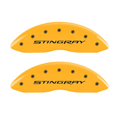 MGP 4 Caliper Covers Engraved Front & Rear Stingray Yellow finish black ch