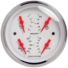 Autometer Arctic White 3-3/8 Quad Gauge and Tach/Speedo Combo